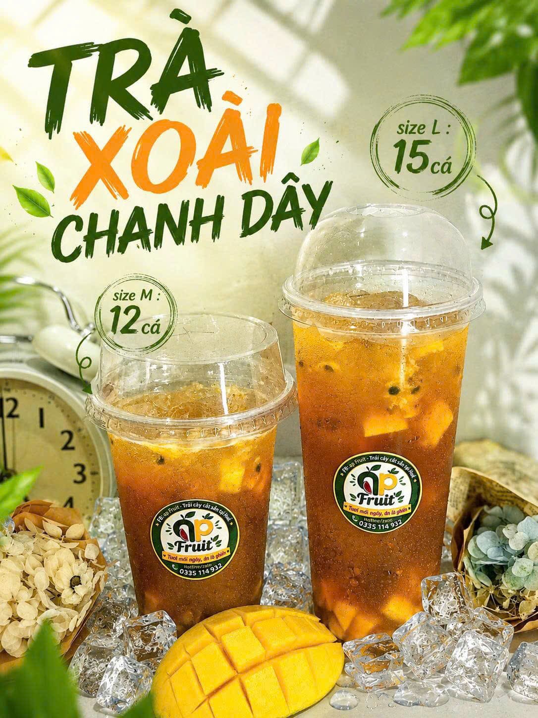 Menu nước trà xoài chanh dây